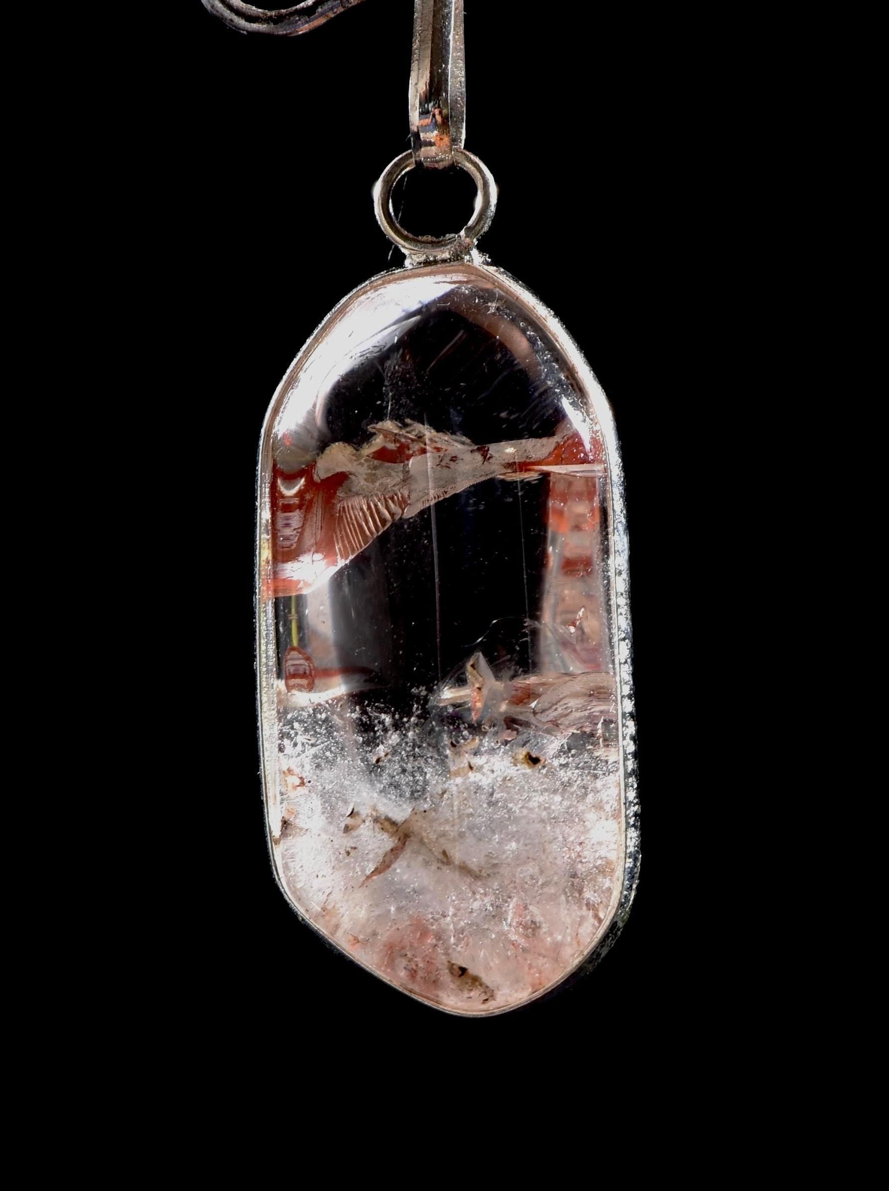 Himalayan Red   agnitite  fairy feather wing rainbow pendant supra mental transformation   # 1033