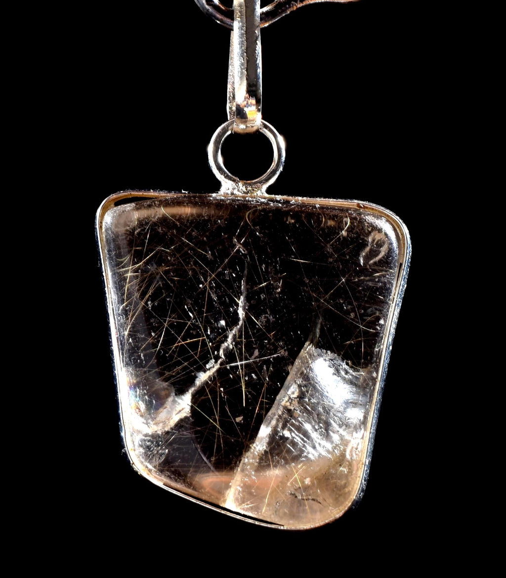 Himalayan smoky quartz devic with rutile and rainbow inclusions Himalayan wisdom pendant #1039