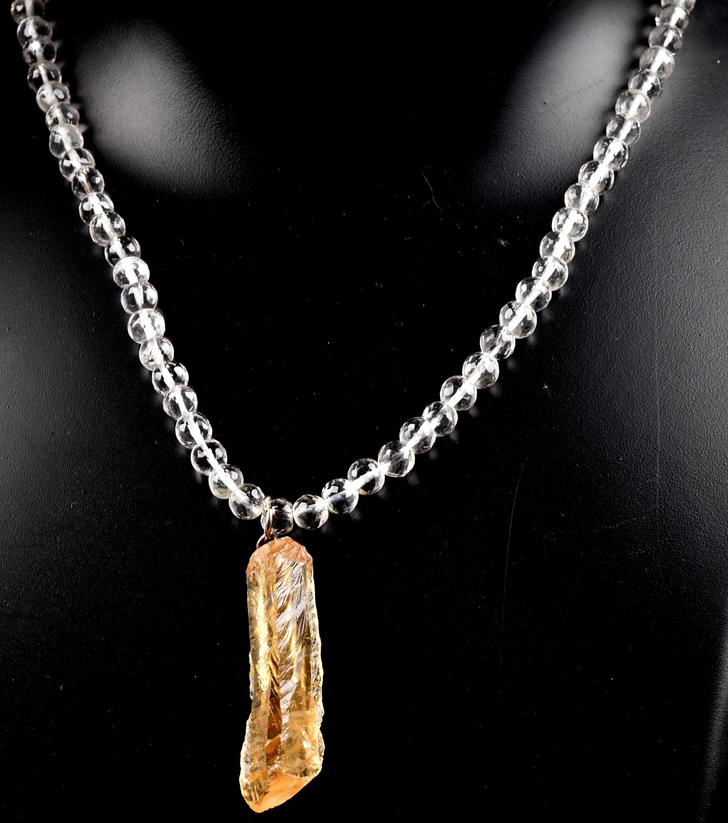 Satyaloka  faceted  '' 108 beads rosary/necklace ''with golden satyaloka  pendant  High frequency synergy 12 crystal #7622