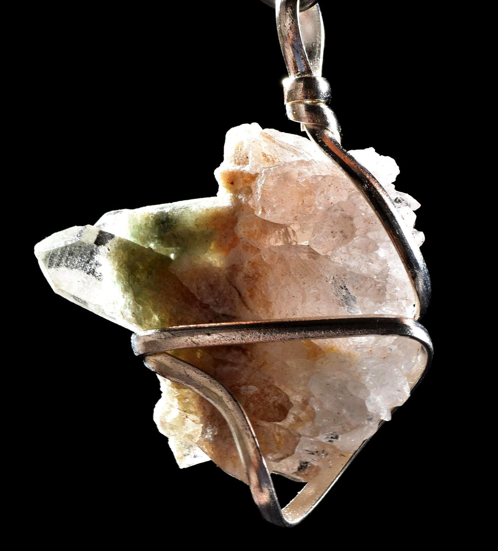 Himalayan Green Chlorite  Quartz Crystal Family Flowerpendant # 1032