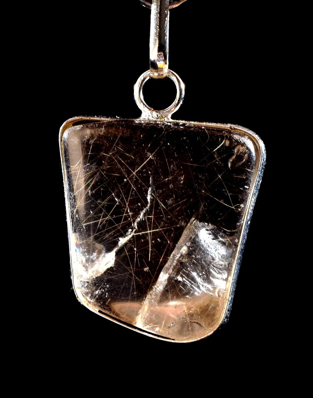 Himalayan smoky quartz devic with rutile and rainbow inclusions Himalayan wisdom pendant #1039
