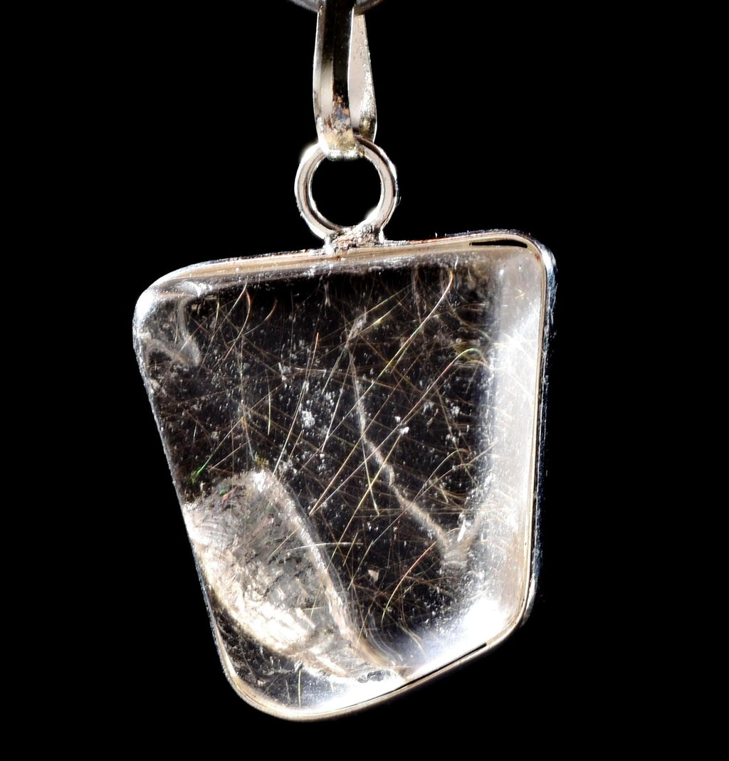 Himalayan smoky quartz devic with rutile and rainbow inclusions Himalayan wisdom pendant #1039