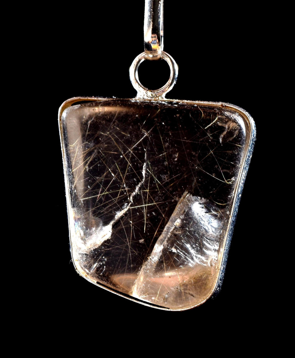 Himalayan smoky quartz devic with rutile and rainbow inclusions Himalayan wisdom pendant #1039
