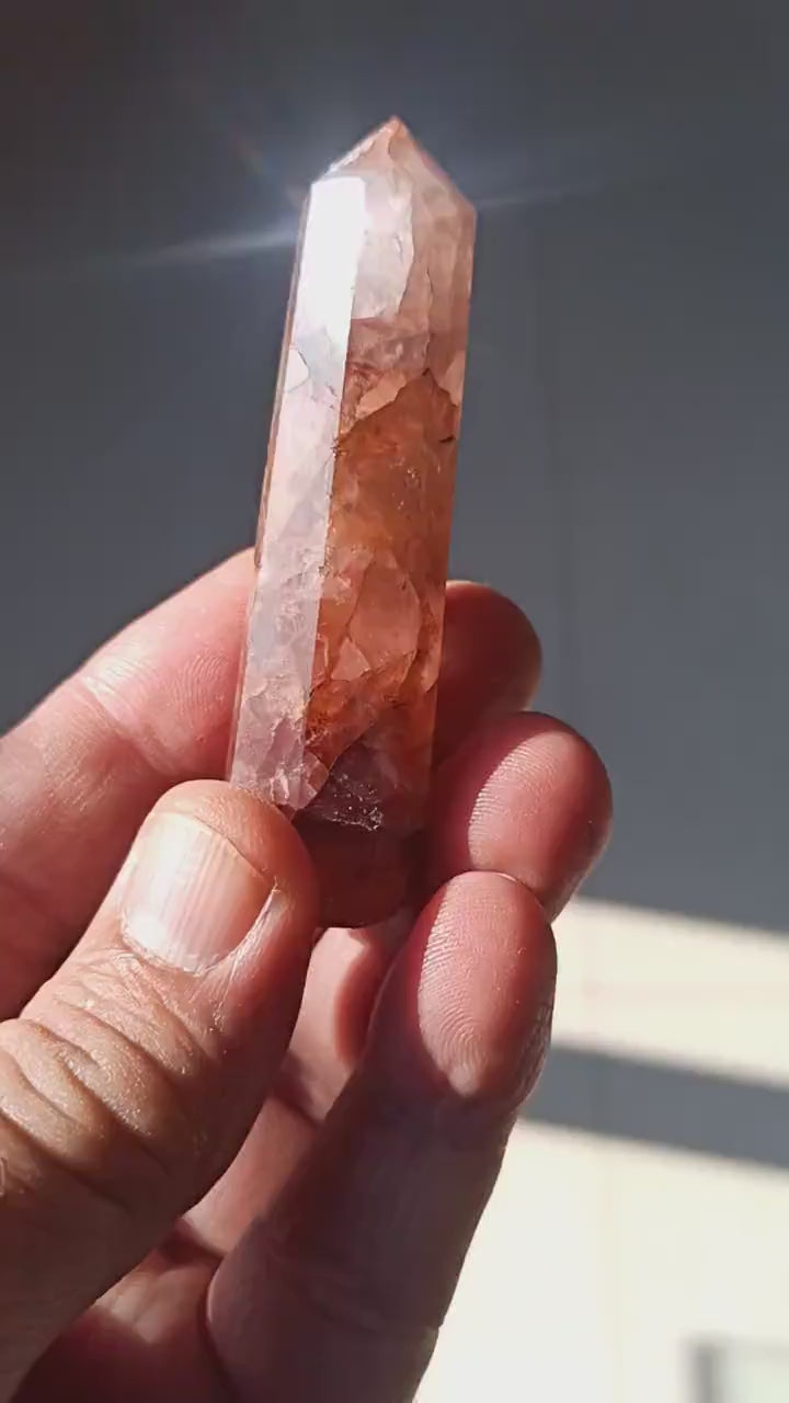 Himalayan Red   agnitite  obelisk  Spiritual spark of supra mental transformation   # 7238